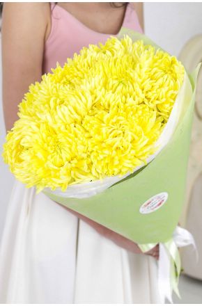 Букет из 9 желтых одноголовых хризантем Magnum