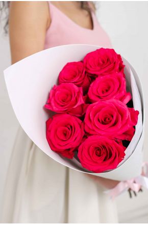 Букет из 7 розовых роз Pink Floyd